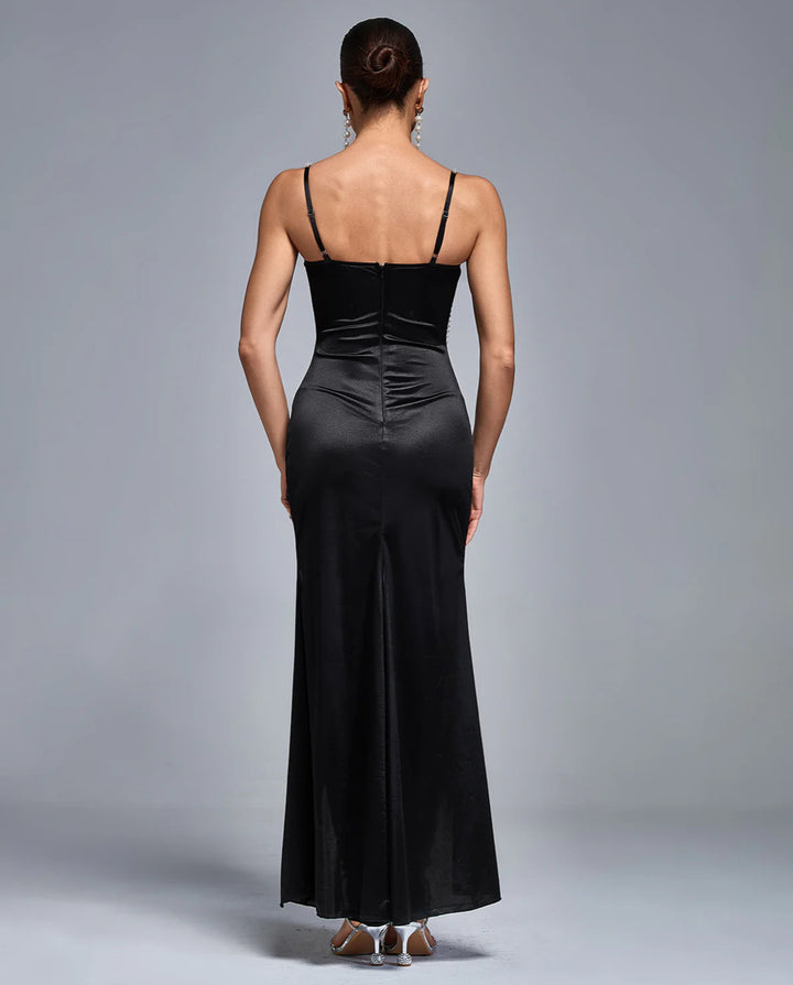 Pearly Satin Evening Dress