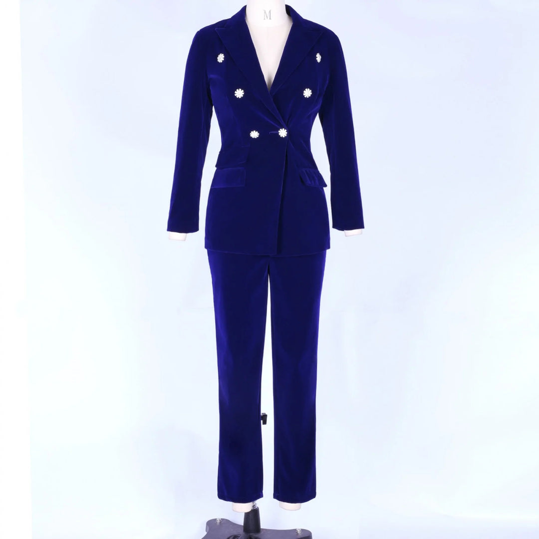 Velvet Crystal Buckle Suit