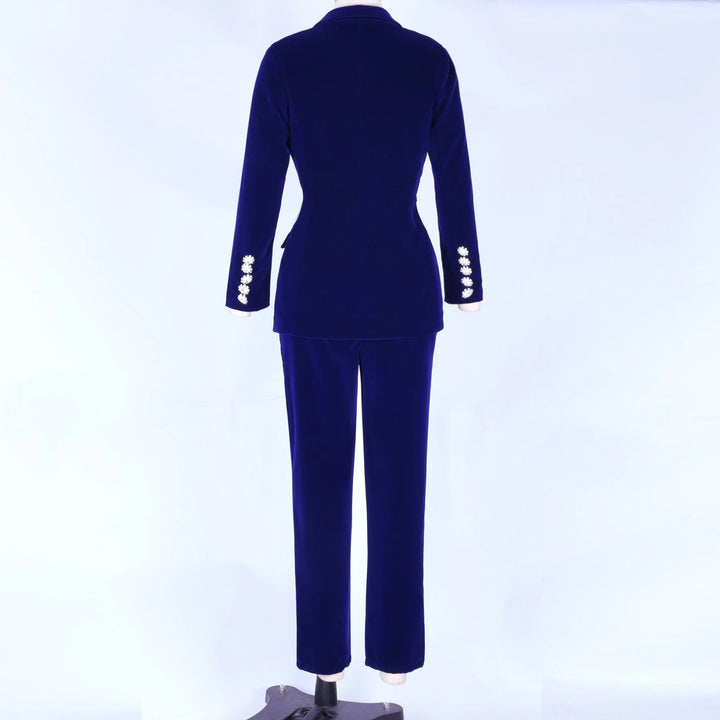 Velvet Crystal Buckle Suit