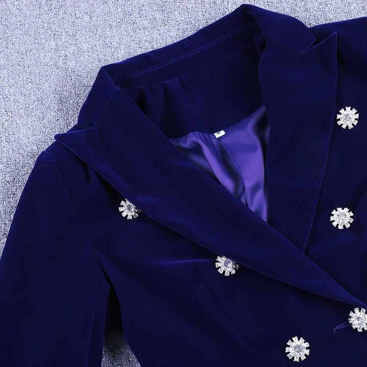 Velvet Crystal Buckle Suit